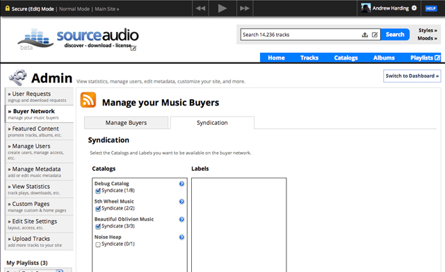 Your Syndication Settings Panel