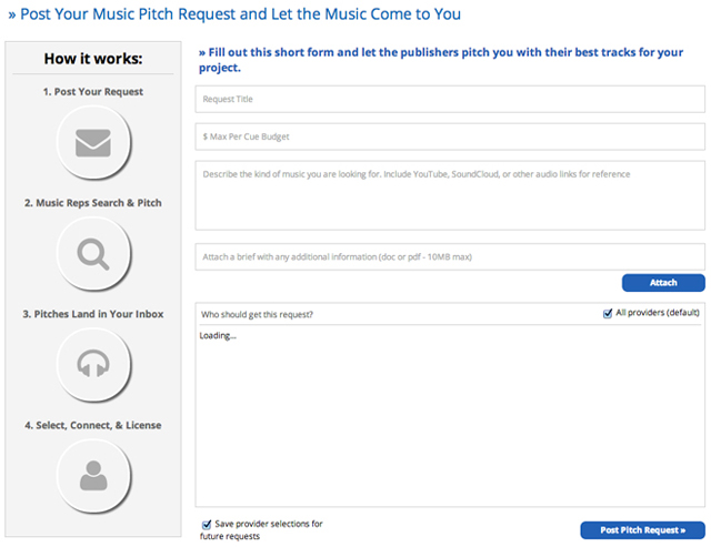 The New Pitch Request Form On All SourceAudio Buyer Sites