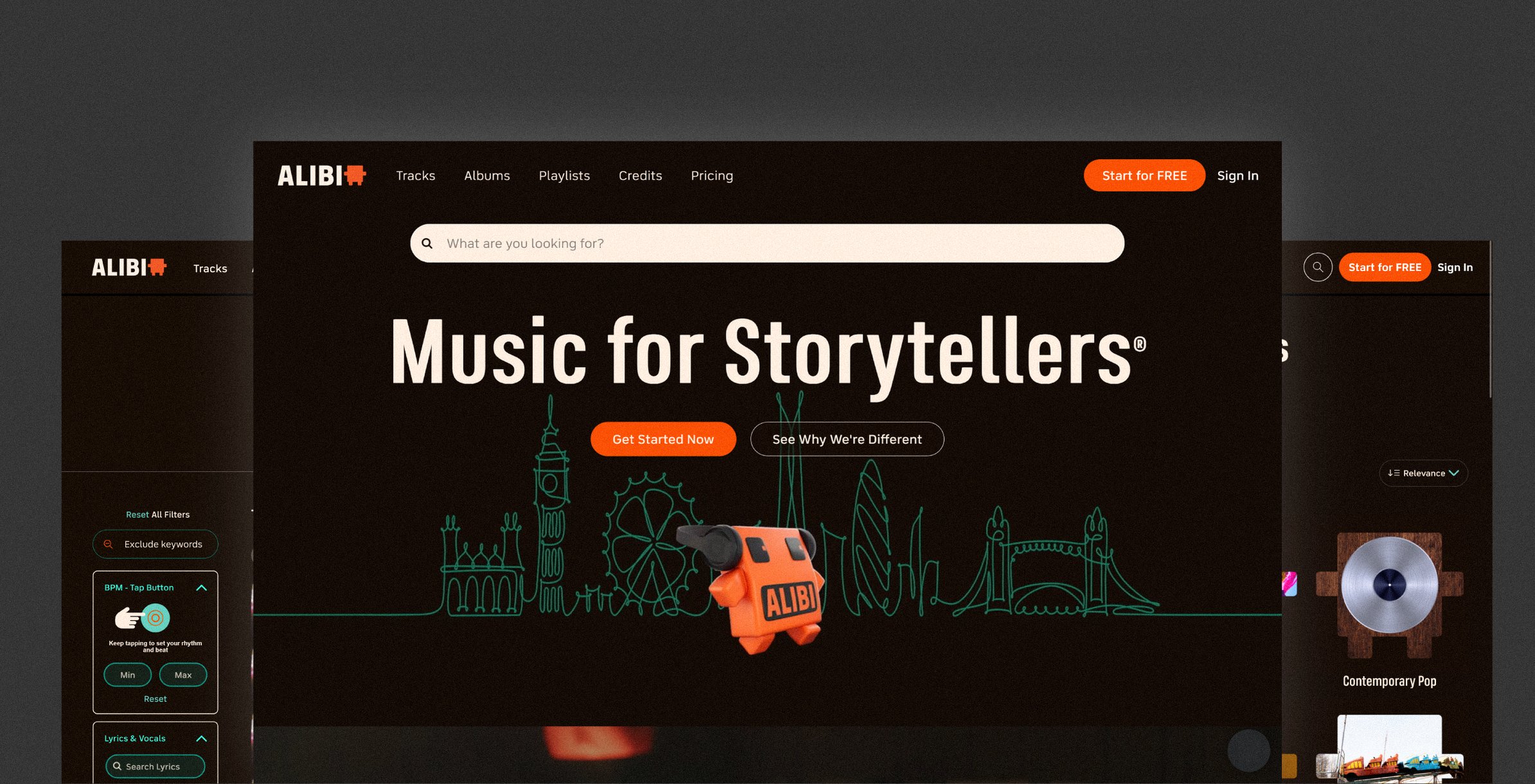 A custom front end built on the SourceAudio API