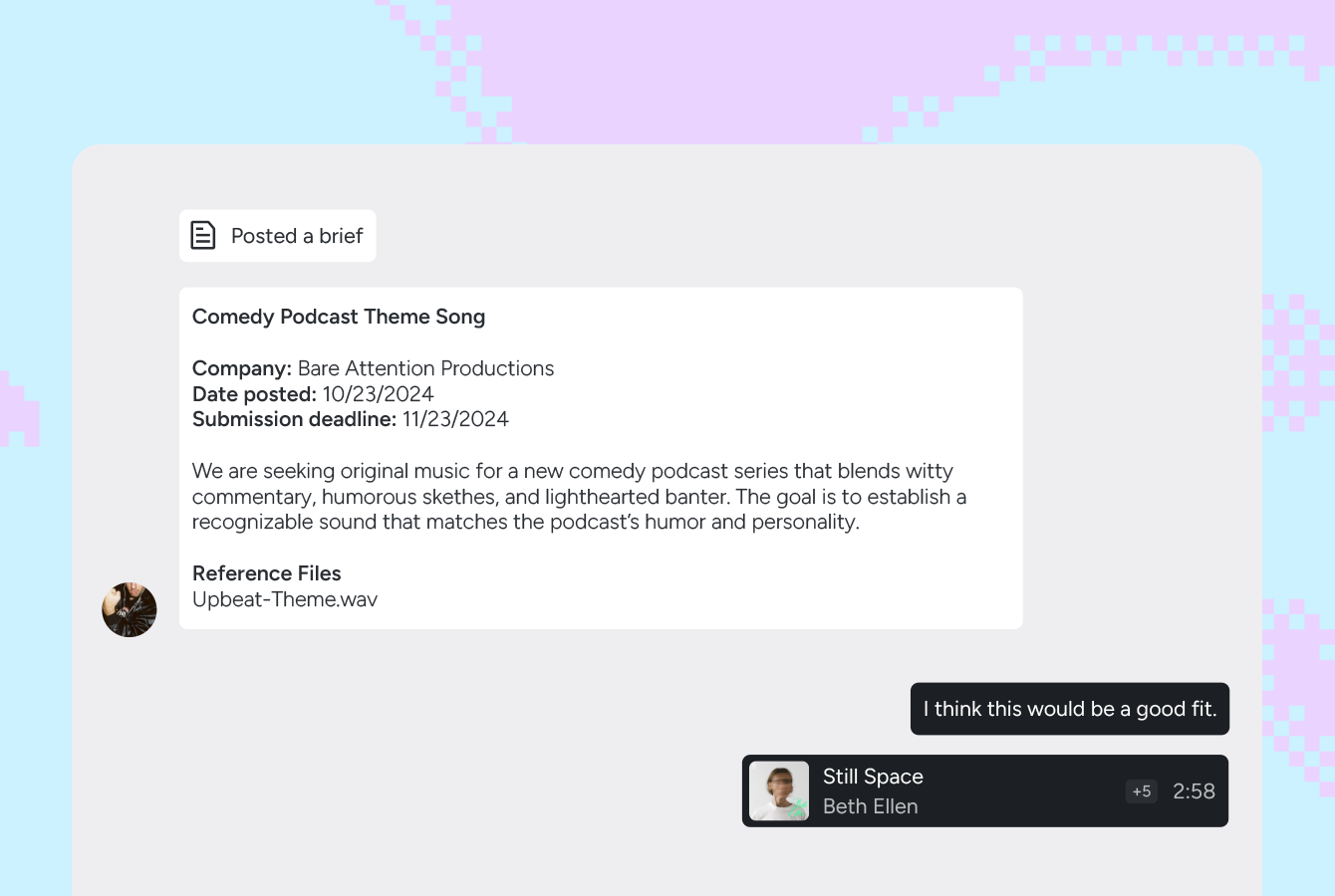 A sync brief in the SourceAudio Brief Inbox