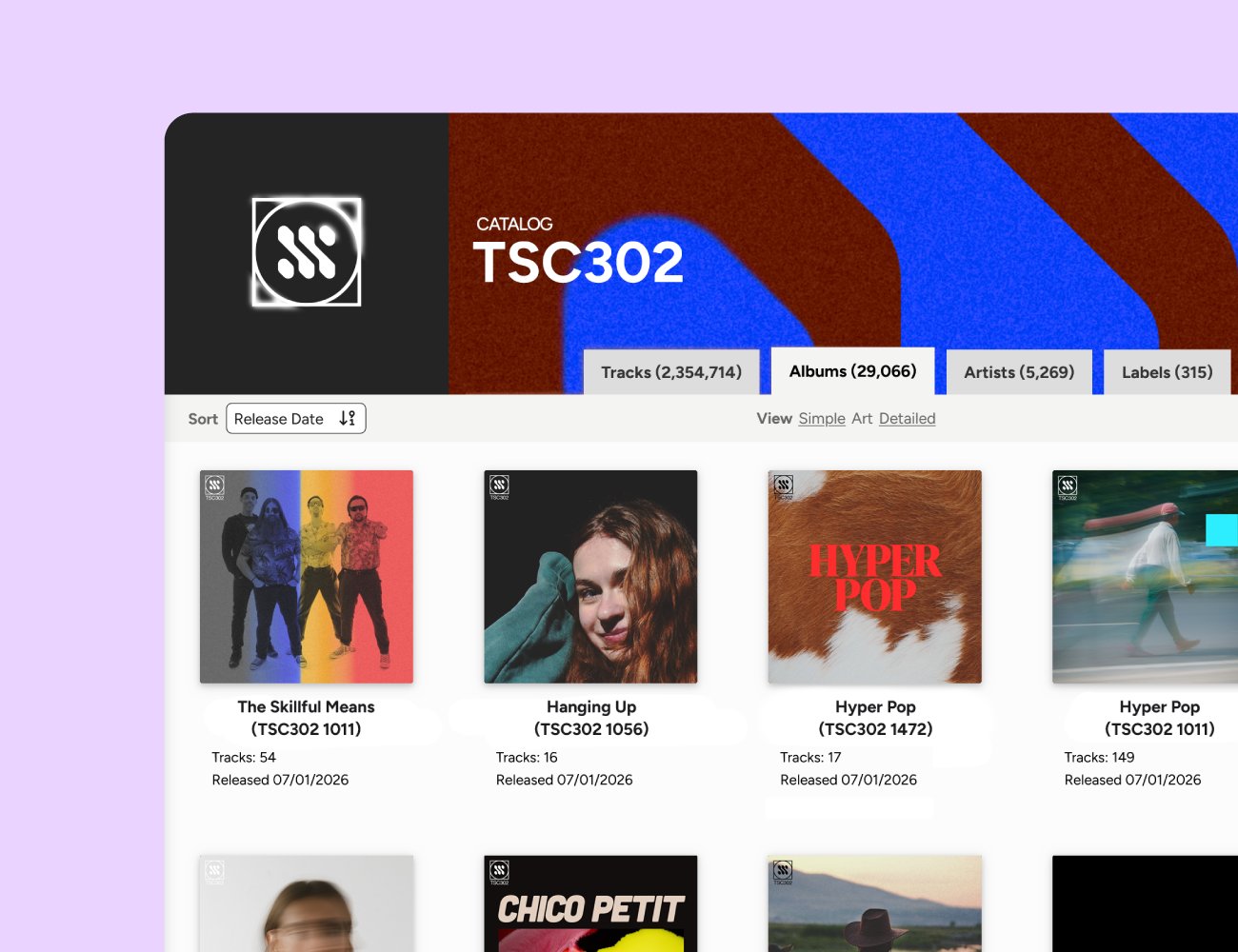 Browsing catalogs in the SourceAudio search view