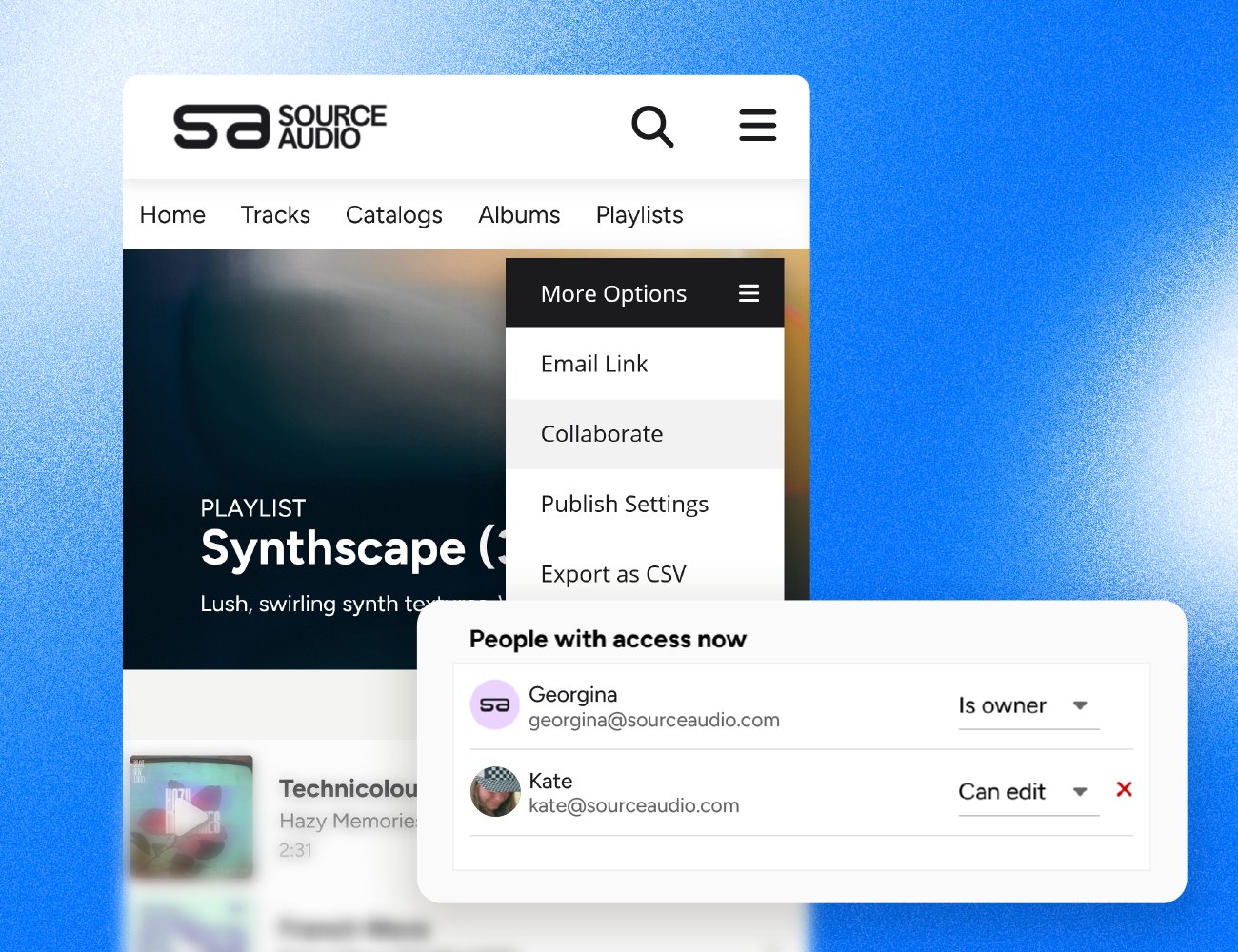A shared playlist being reviewed by a team