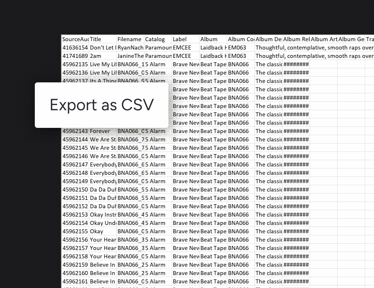 Exporting a cue sheet from a playlist as CSV